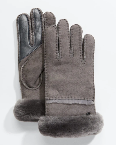 Ugg Seamed Touchscreen Shearling-lined Gloves In Black