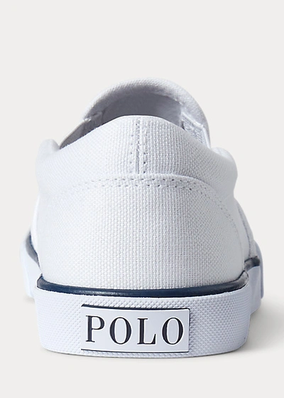 Shop Polo Ralph Lauren Bal Harbour Ii Polo Bear Slip-on Sneaker In White Canvas