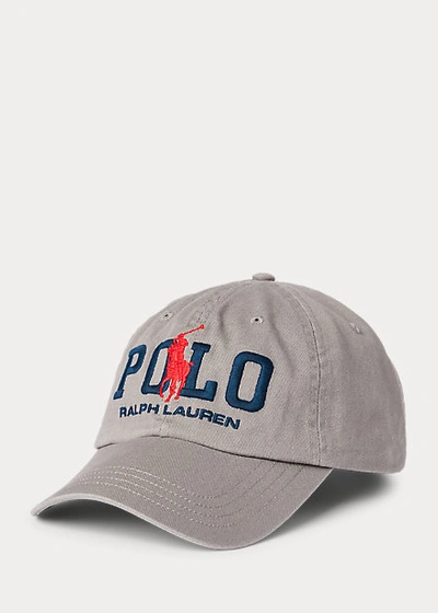 Shop Polo Ralph Lauren Big Pony Logo Chino Ball Cap In Perfect Grey