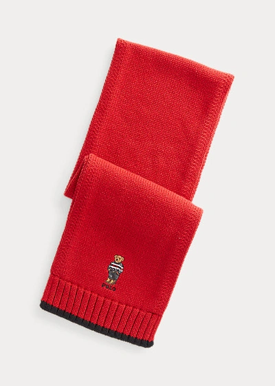 Shop Polo Ralph Lauren Polo Bear Cotton Scarf In Madison Red