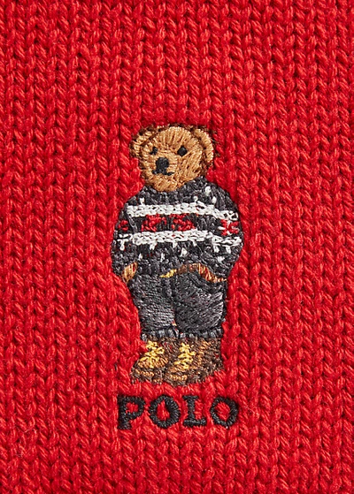 Shop Polo Ralph Lauren Polo Bear Cotton Scarf In Madison Red
