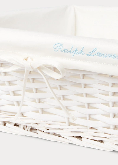 Shop Ralph Lauren Baby Large Wicker Basket In White