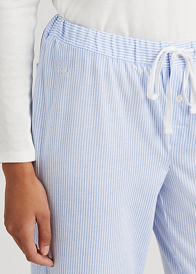 Shop Lauren Ralph Lauren Striped Jersey Pajama Pant In Grey Stripe