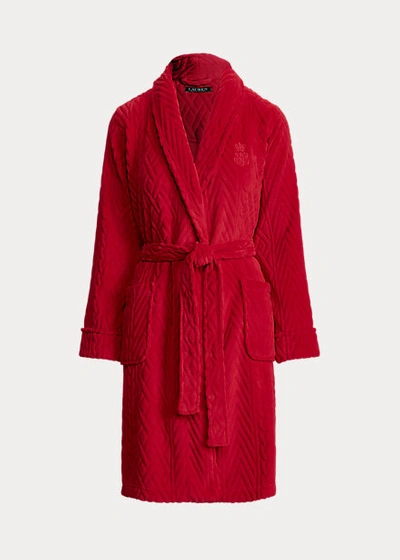 Shop Lauren Ralph Lauren Shawl Collar Robe In Red