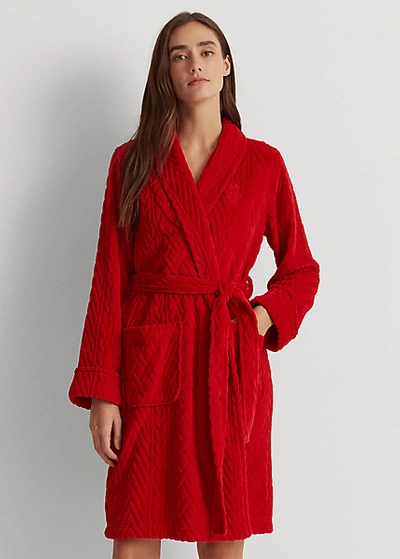Shop Lauren Ralph Lauren Shawl Collar Robe In Red
