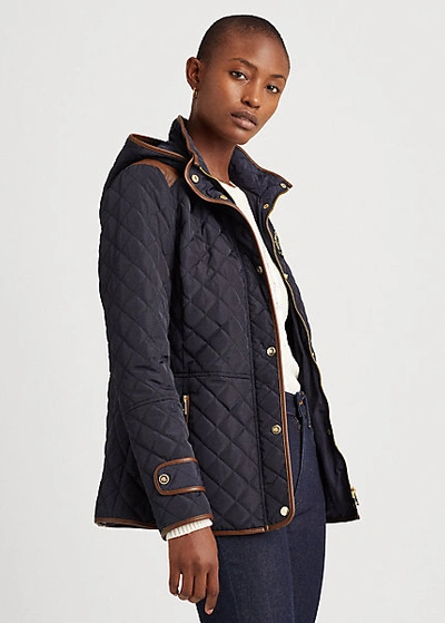 Lauren Ralph Lauren Crest-patch Quilted Jacket In Dark Navy