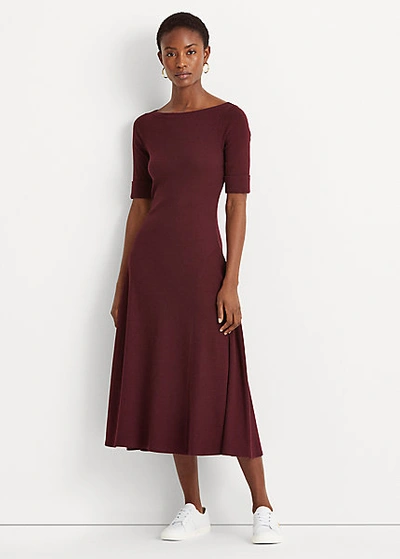 Lauren Ralph Lauren Stretch Cotton Midi Dress In Pinot Noir | ModeSens
