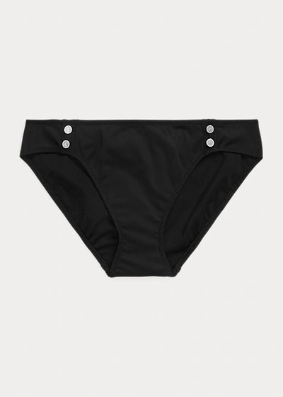 Shop Lauren Ralph Lauren Ribbed Hipster Bikini Bottom In Black