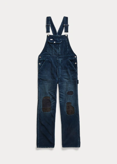 Shop Double Rl Indigo Corduroy Overall In Repaired Indigo Cord