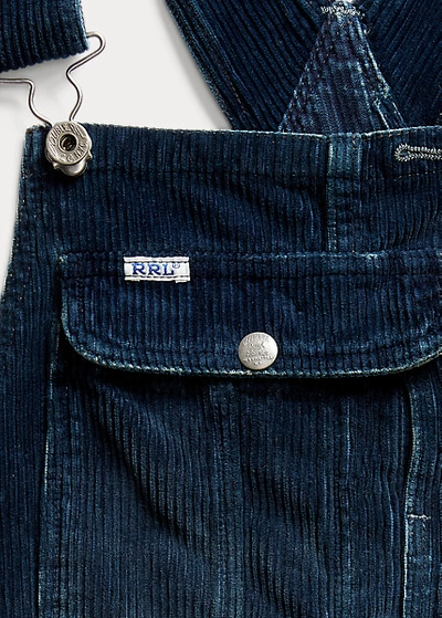 Shop Double Rl Indigo Corduroy Overall In Repaired Indigo Cord