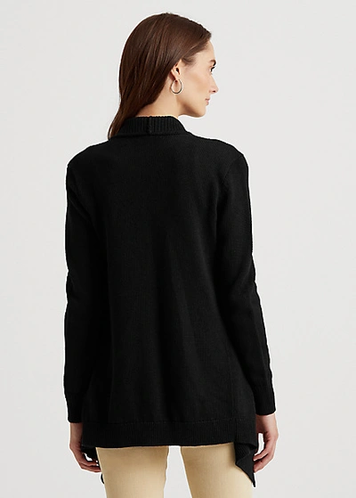 Shop Lauren Ralph Lauren Cotton-linen Open-front Cardigan In Polo Black
