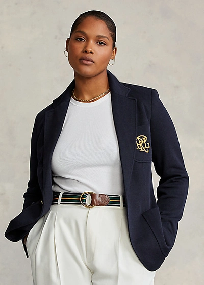 Shop Ralph Lauren Double-knit Jacquard Blazer In Polo Black