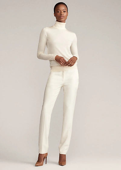 Shop Ralph Lauren Simone Wool Crepe Pant In Cream