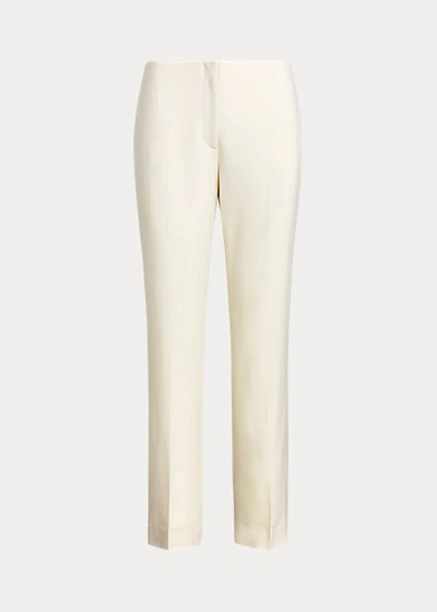 Shop Ralph Lauren Simone Wool Crepe Pant In Cream