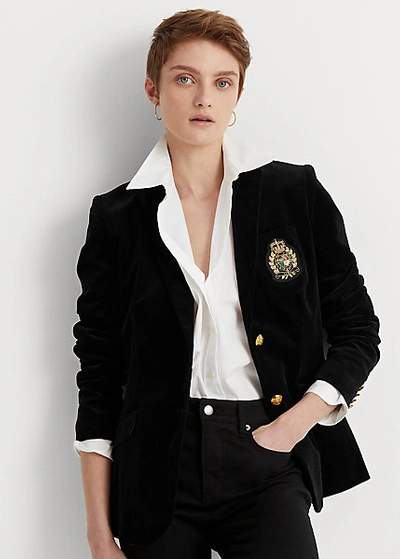 Lauren Ralph Lauren Bullion-crest Corduroy Blazer In Polo Black | ModeSens