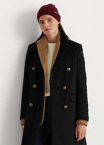 Lauren Ralph Lauren Military Wool Blend Trench Coat In Black | ModeSens