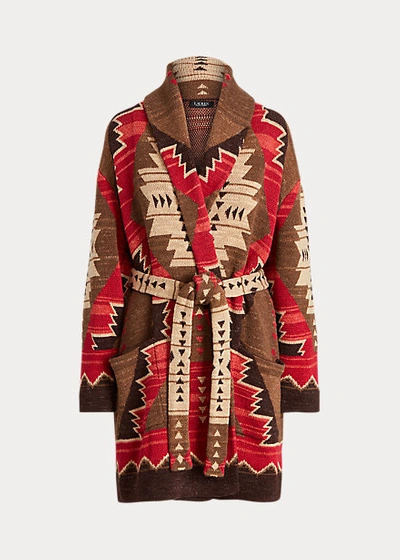 Shop Lauren Ralph Lauren Western-pattern Intarsia-knit Cardigan In Multi