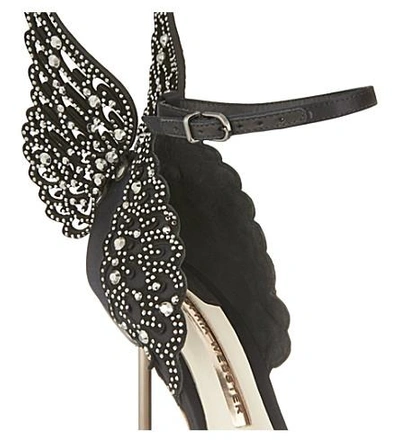 Shop Sophia Webster Evangeline Winged Satin Heeled Sandals In Black