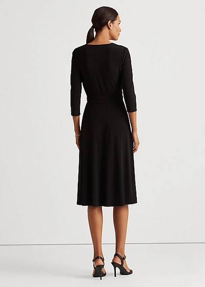 Shop Lauren Ralph Lauren Surplice Jersey Dress In Black