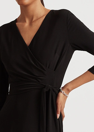 Shop Lauren Ralph Lauren Surplice Jersey Dress In Black