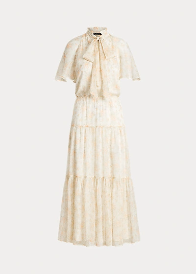 Shop Lauren Ralph Lauren Floral Georgette Dress In Cream/multi