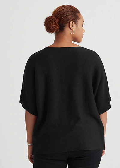 Shop Lauren Woman Print Dolman-sleeve Sweater In Polo Black