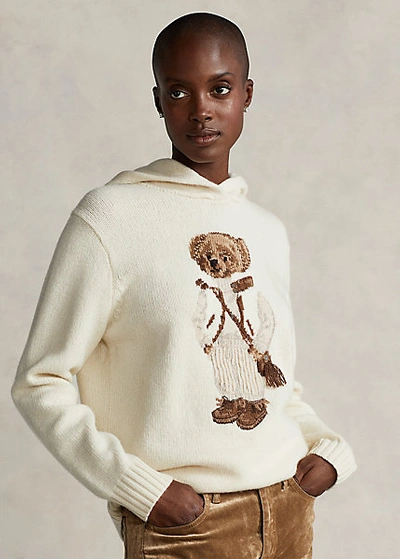 Ralph Lauren Shearling Polo Bear Hooded Sweater In White Multi | ModeSens