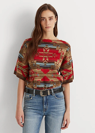 Shop Lauren Ralph Lauren Southwestern-motif Elbow-sleeve Sweater In Multi