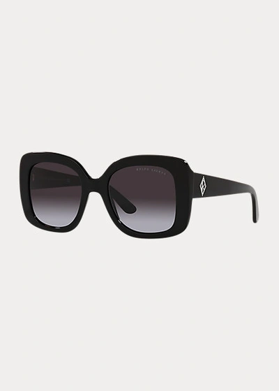 Shop Ralph Lauren Polished Butterfly Sunglasses In Shiny Black
