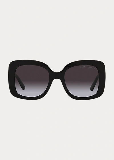 Shop Ralph Lauren Polished Butterfly Sunglasses In Shiny Black