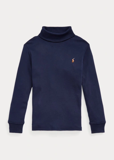 Shop Polo Ralph Lauren Soft Cotton Turtleneck In French Navy