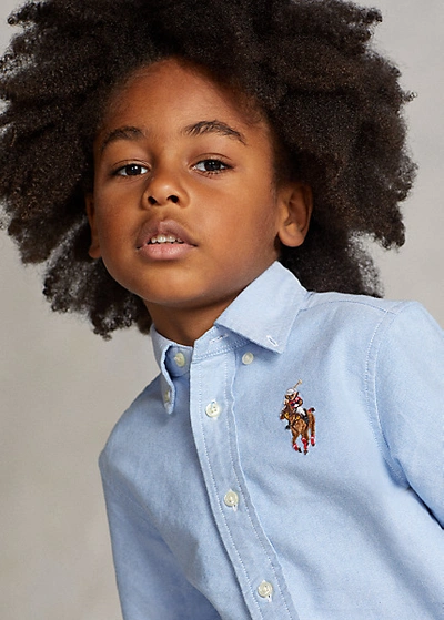 Polo Ralph Lauren Kids Polo Bear Big Pony Cotton Oxford Shirt In Bsr Blue ModeSens