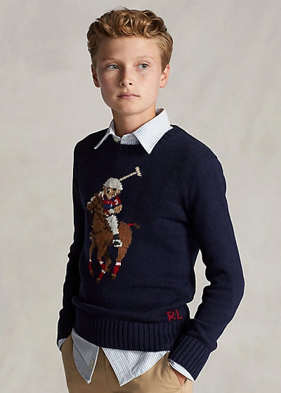 Polo Ralph Lauren Kids' Polo Bear & Big Pony Sweater In Navy | ModeSens