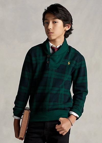 Polo Ralph Lauren Kids' Plaid Fleece Shawl Sweatshirt In Blackwatch Plaid |  ModeSens