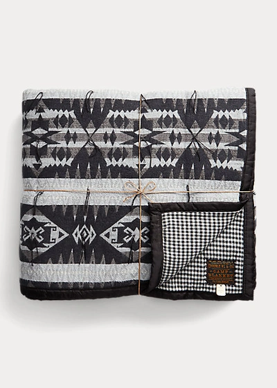 Shop Double Rl Cotton Jacquard Quilt In Black/cream