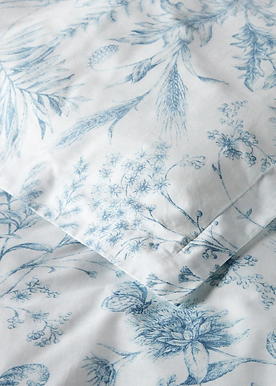 Shop Ralph Lauren Genevieve Floral Sateen Duvet Cover In Blue