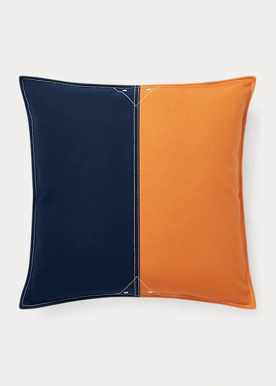 Shop Ralph Lauren Casey Color-block Throw Pillow In Navy/orange