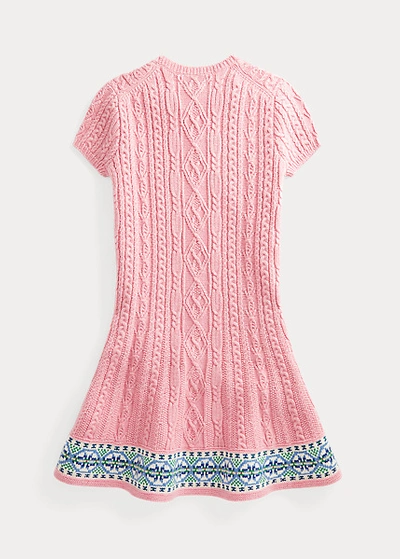 Shop Polo Ralph Lauren Fair Isle Cotton-blend Sweater Dress In Desert Rose Heather