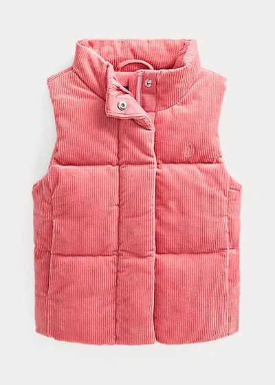 Shop Polo Ralph Lauren Stretch Corduroy Down Vest In Desert Rose