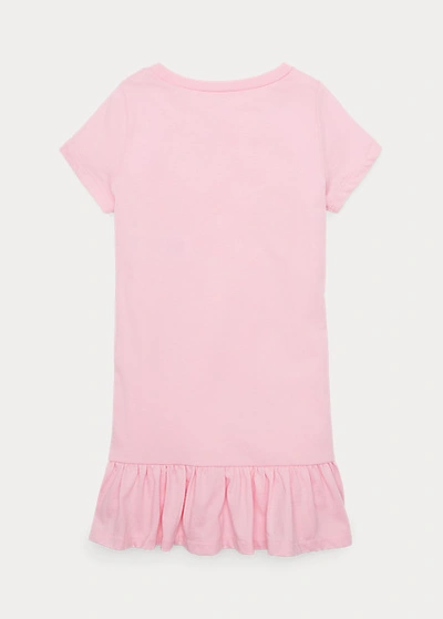 Shop Polo Ralph Lauren Cotton Jersey Graphic Tee Dress In Taylor Rose