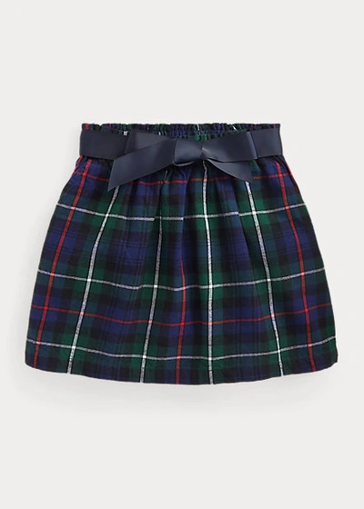 Shop Polo Ralph Lauren Plaid Cotton Twill Skirt In Purple/ Green