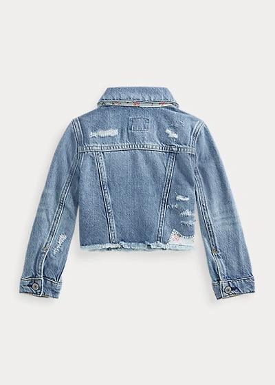 Shop Polo Ralph Lauren Cropped Denim Trucker Jacket In Blue