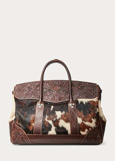 Shop Double Rl Hair-on-hide Overnight Bag In Brown Multi