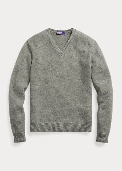 Ralph Lauren Cashmere V-neck Sweater In Classic Light Grey Heathe | ModeSens