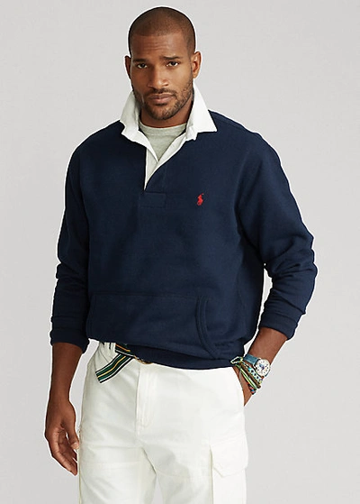 Polo Ralph Lauren Logo-embroidered Cotton-blend Jersey Rugby Sweater In  Navy | ModeSens