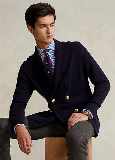 Shop Ralph Lauren Cashmere Blazer Cardigan In Aviator Navy