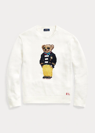 Shop Ralph Lauren Polo Bear Sweater In Old White
