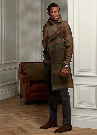 Ralph Lauren Men's Plaid Wool Trench Coat In Loden Multi | ModeSens