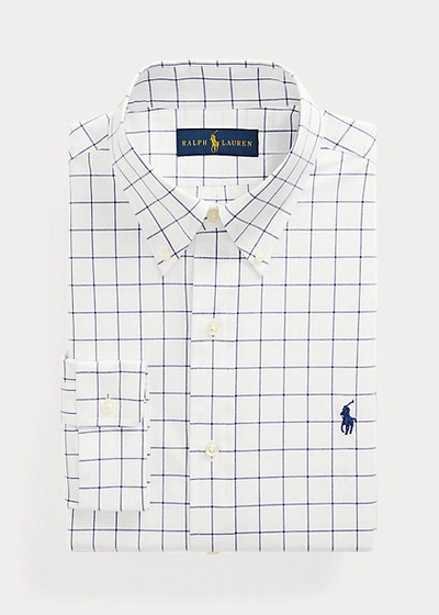 Shop Ralph Lauren Classic Fit Checked Stretch Poplin Shirt In White/blue