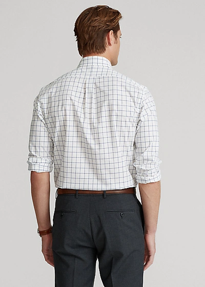 Shop Ralph Lauren Classic Fit Checked Stretch Poplin Shirt In White/blue